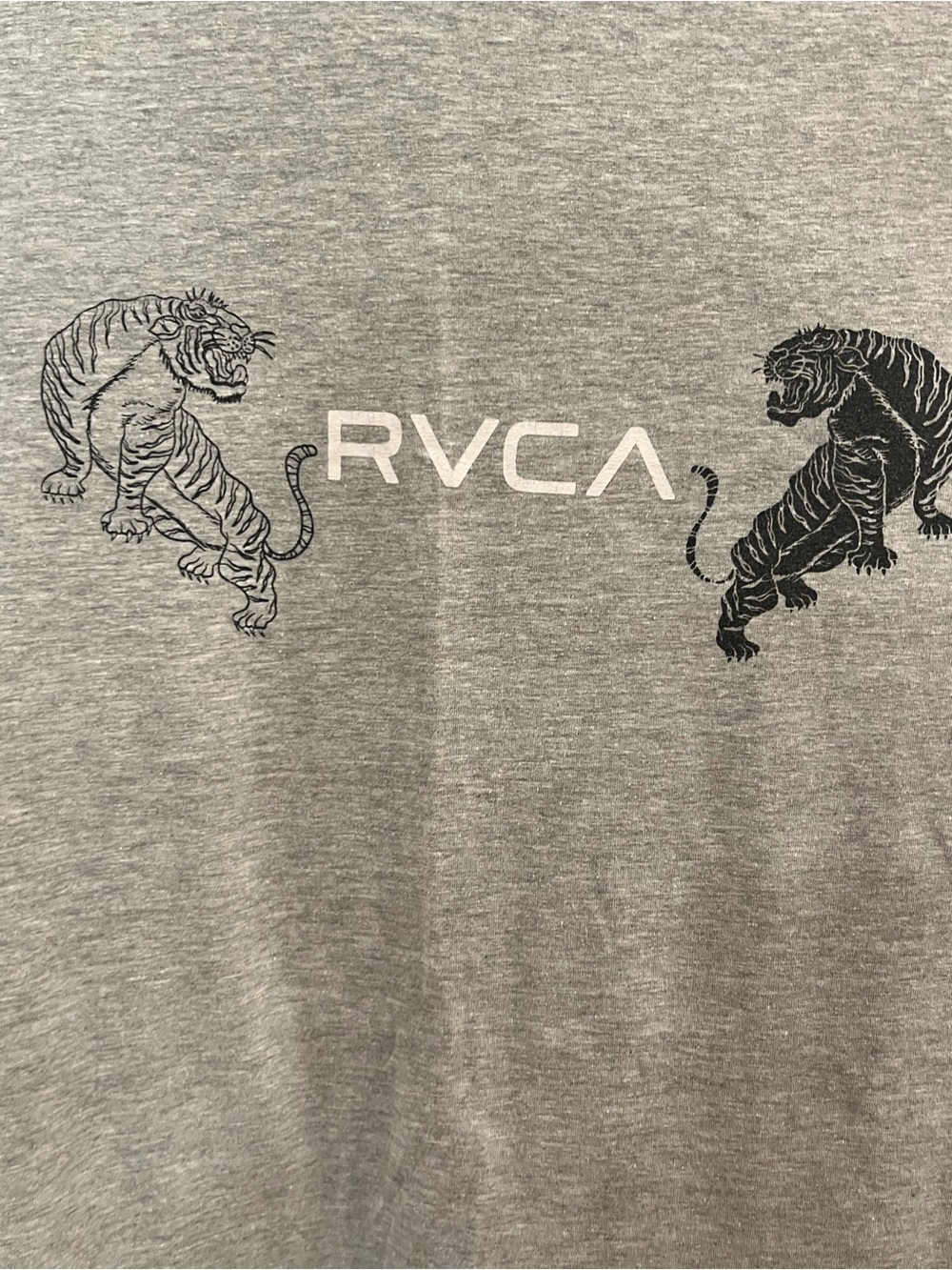 RVCA Heather Gray Tee with Black Tiger Graphics